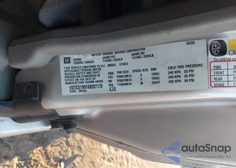 2008 GMC Canyon Yc1 from USA, damaged, VIN 1GTCS199188207170